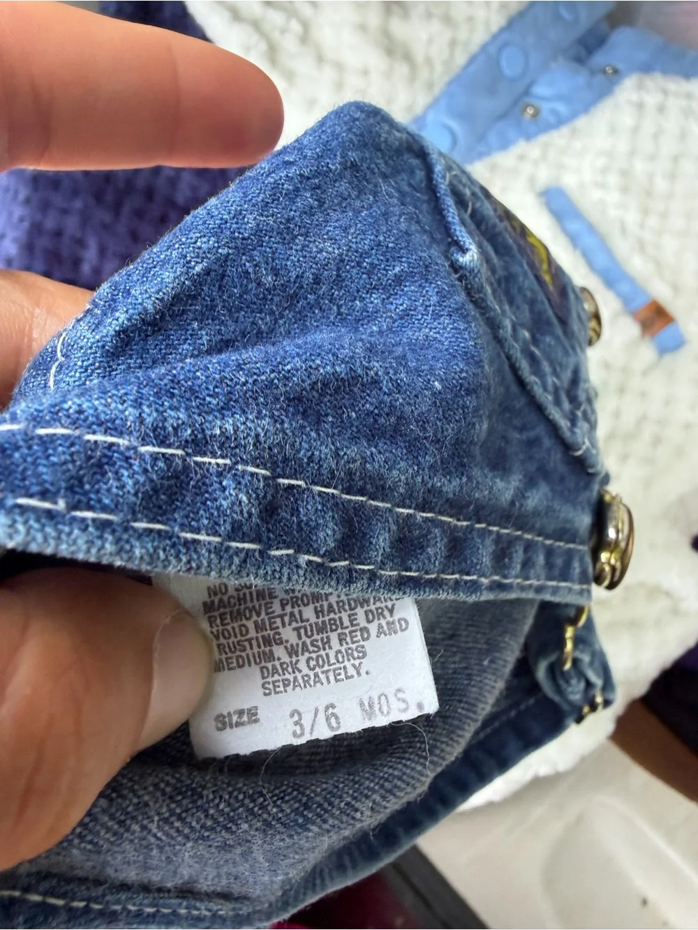 VTG 90s OshKosh B'gosh Dark Blue Denim Shortalls overalls. Paper tag. USA. 3-6M